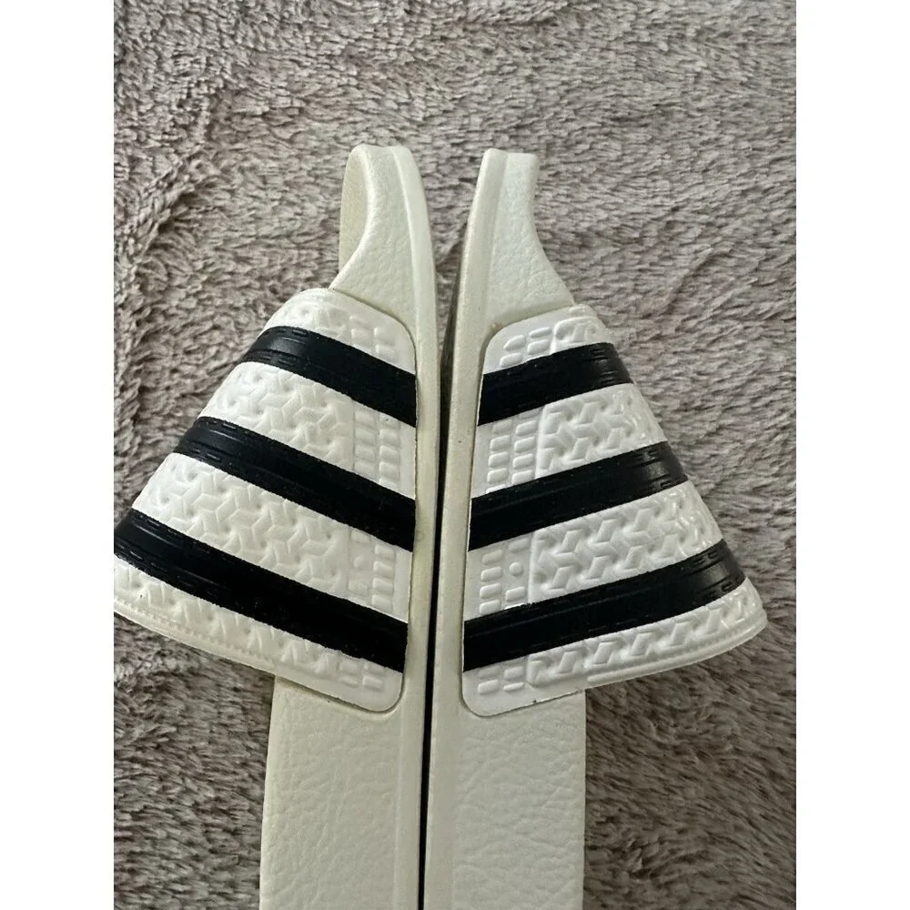 Adidas Adilette Mens Sport Sandals Slides Flip Flops Size 4 White Black 280648